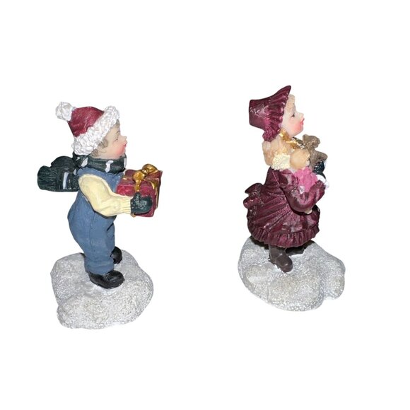 Vtg 2000 Village Square Dancing Couple Children 3 Pc Figurine Mervyn Christmas - Picture 11 of 12